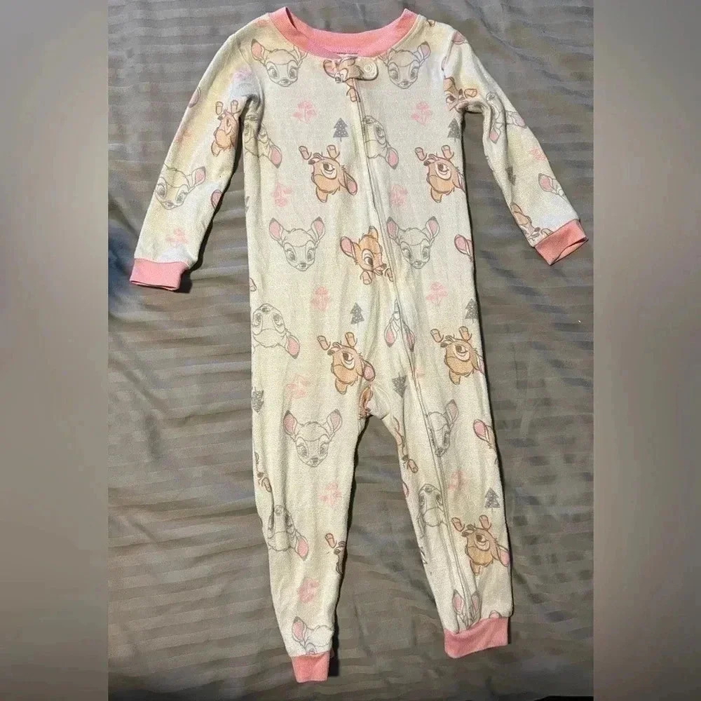 Lot of 2 Disney Baby Bundle of Bambi Sleepwear Pajamas 18 months